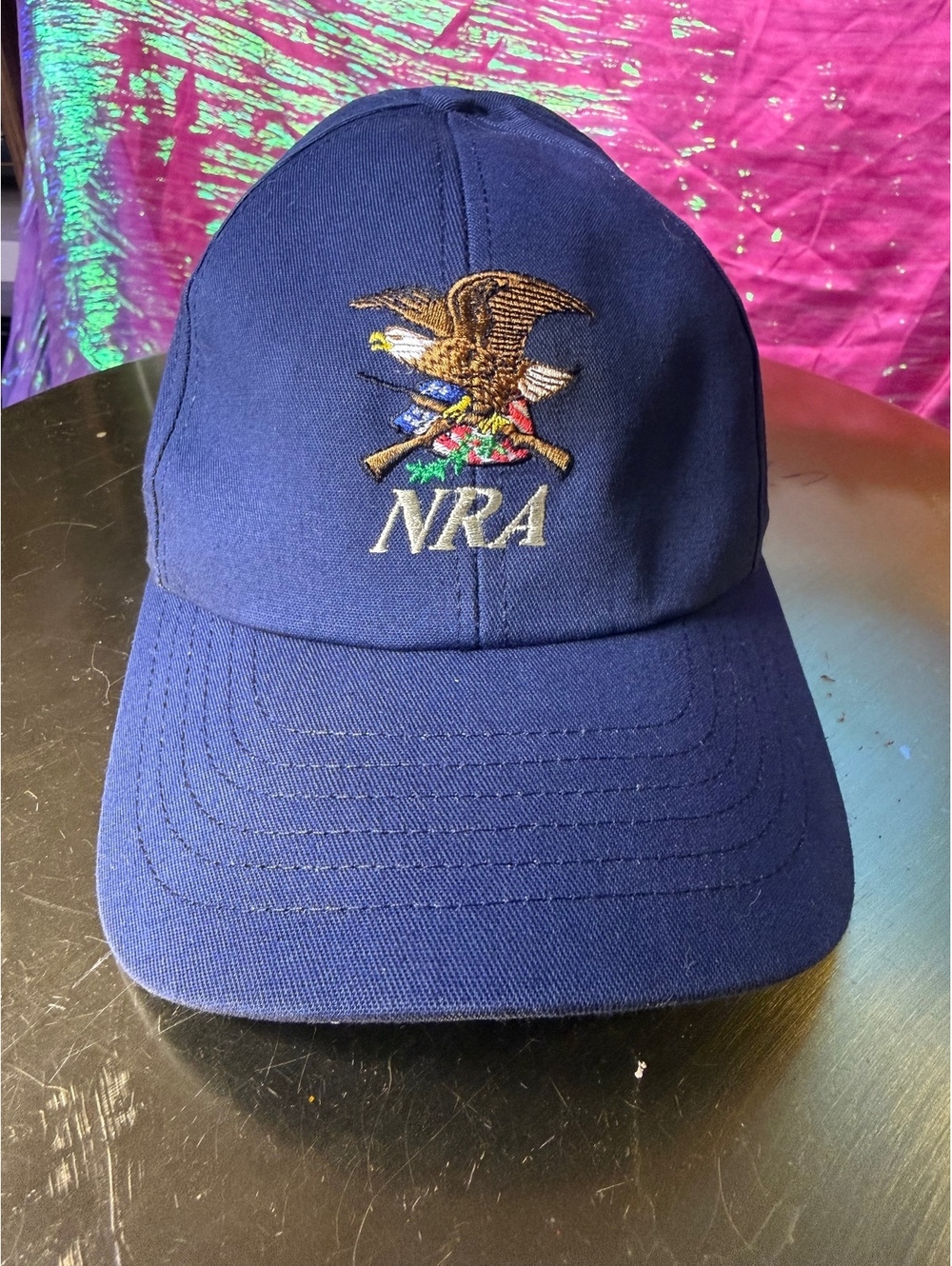 Authentic NRA Gear Hat Navy Embroidered Eagle Logo Dad Cap National Rifle Assoc